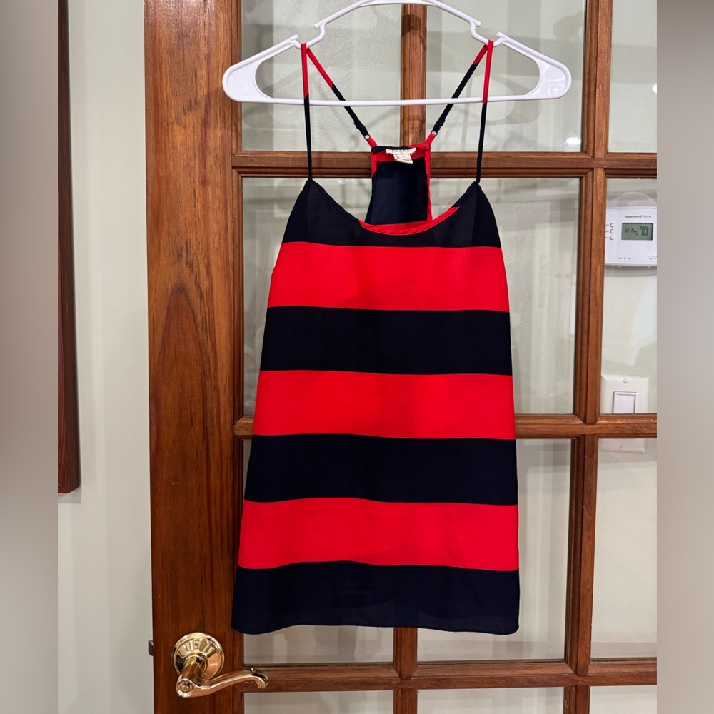 J. Crew Red and Navy Sleeveless Racerback Cami Top - NWOT